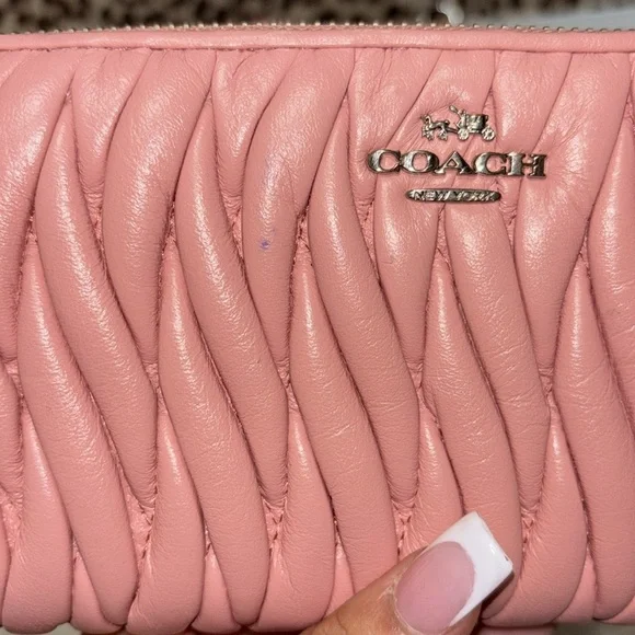 Coach Pink Quilted Women's Wallet - Picture 2 of 9